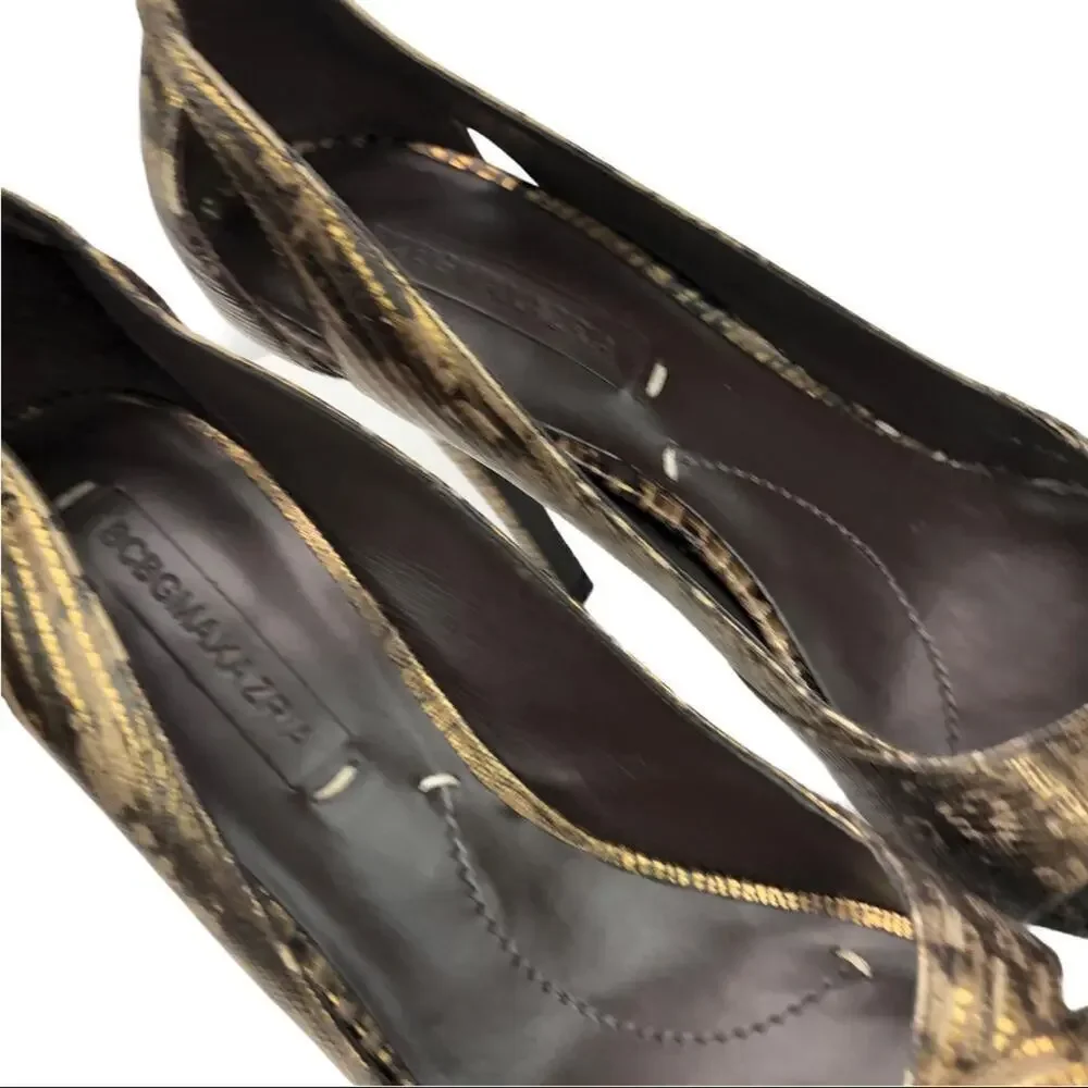 BCBGMaxAzria Stilleto Snake Print Leather Shoes 9